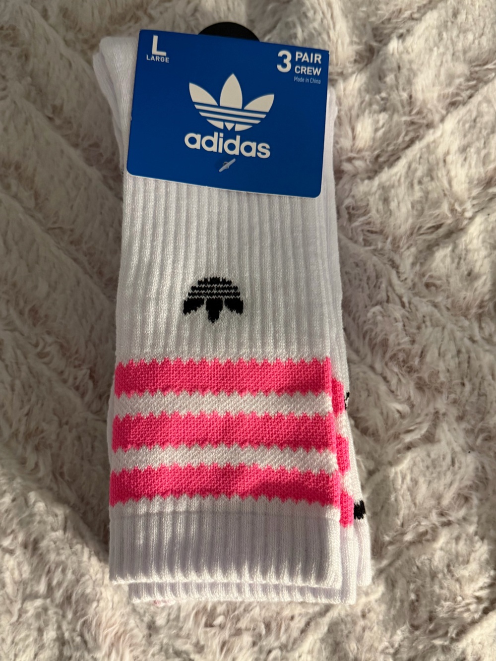 adidas White Crew Athletic Socks with neon Stripes